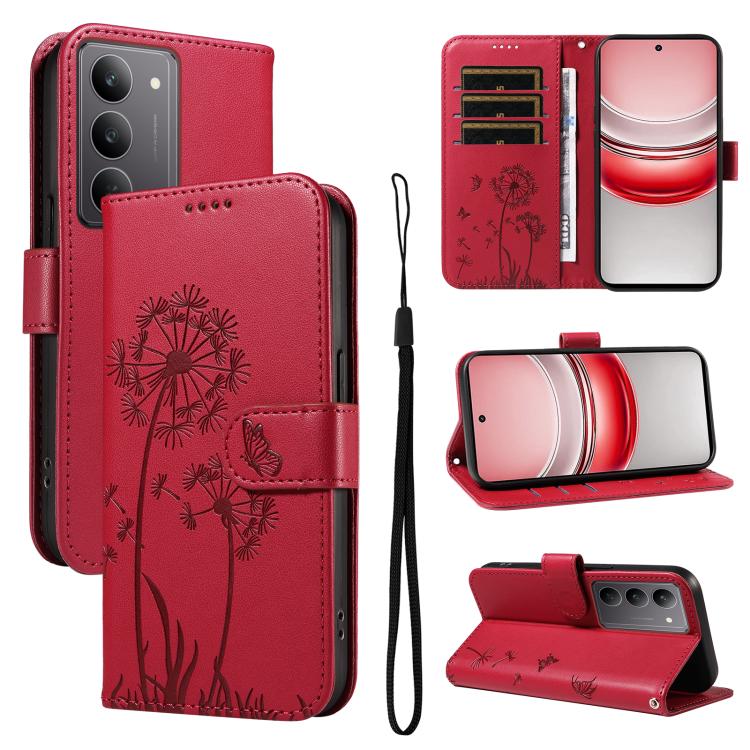 Dandelion Embossed Pattern Flip Leather Phone Case, For Realme 16 Pro+ 5G Global, For Realme 16 Pro 5G Global, For Realme C85 5G / 15X 5G India, For Realme C85 Pro 4G, For Realme 15T 5G, For Realme C71 4G India, For Realme 15 5G, For Realme 14x 5G Global