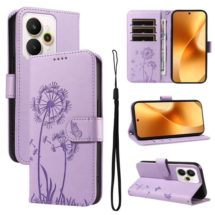 Dandelion Embossed Pattern Flip Leather Phone Case, For Realme 16 Pro+ 5G Global, For Realme 16 Pro 5G Global, For Realme C85 5G / 15X 5G India, For Realme C85 Pro 4G, For Realme 15T 5G, For Realme C71 4G India, For Realme 15 5G, For Realme 14x 5G Global