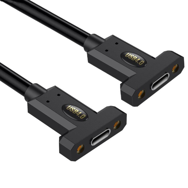 USB4 Type-C Female Ear to Type-C Female Ear Screw Fixed Panel Extension Cable, 0.3m, 0.6m, 1m, 1.8m