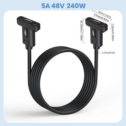 USB4 Type-C Female Ear to Type-C Female Ear Screw Fixed Panel Extension Cable, 0.3m, 0.6m, 1m, 1.8m
