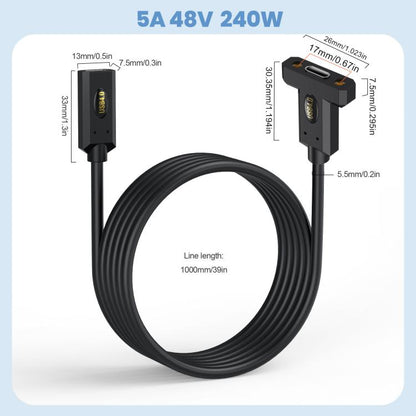 USB4 Type-C Female to Type-C Female Ear Screw Fixed Panel Extension Cable, 0.3m, 0.6m, 1m, 1.8m