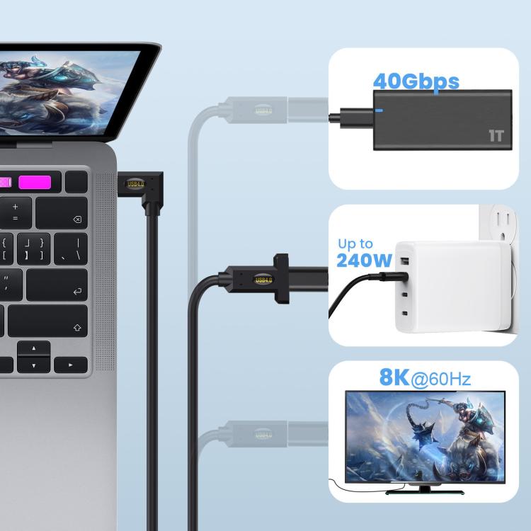 USB4 Type-C Female to Type-C Female Ear Screw Fixed Panel Extension Cable, 0.3m, 0.6m, 1m, 1.8m