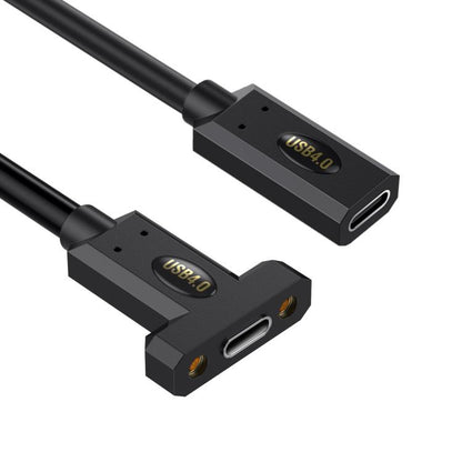 USB4 Type-C Female to Type-C Female Ear Screw Fixed Panel Extension Cable, 0.3m, 0.6m, 1m, 1.8m
