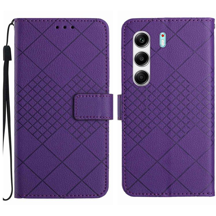 Rhombic Grid Texture Leather Phone Case, For Tecno Spark 40C, For Tecno Pova 7 5G, For Tecno Spark 40 Pro+ 4G, For Tecno Spark 40 Pro 4G, For Tecno Spark 40 4G, For Tecno Pova 7 Ultra 5G, For Tecno Pova 7 4G, For Tecno Pova Curve 5G                    ...