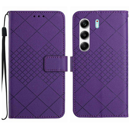 Rhombic Grid Texture Leather Phone Case, For Tecno Spark 40C, For Tecno Pova 7 5G, For Tecno Spark 40 Pro+ 4G, For Tecno Spark 40 Pro 4G, For Tecno Spark 40 4G, For Tecno Pova 7 Ultra 5G, For Tecno Pova 7 4G, For Tecno Pova Curve 5G                    ...