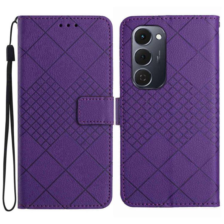 Rhombic Grid Texture Leather Phone Case, For Tecno Spark 40C, For Tecno Pova 7 5G, For Tecno Spark 40 Pro+ 4G, For Tecno Spark 40 Pro 4G, For Tecno Spark 40 4G, For Tecno Pova 7 Ultra 5G, For Tecno Pova 7 4G, For Tecno Pova Curve 5G                    ...