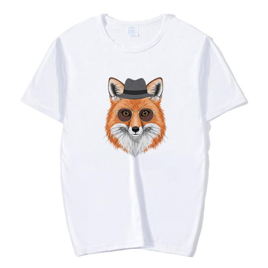 T-shirt à manches courtes en modal, col rond, imprimé Gentleman Fox. Impression à la demande. Tailles&nbsp;: S, M, L, XL, XXL, XXXL, XXXXL, XXXXXL