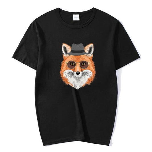 T-shirt à manches courtes en modal, col rond, imprimé Gentleman Fox. Impression à la demande. Tailles&nbsp;: S, M, L, XL, XXL, XXXL, XXXXL, XXXXXL