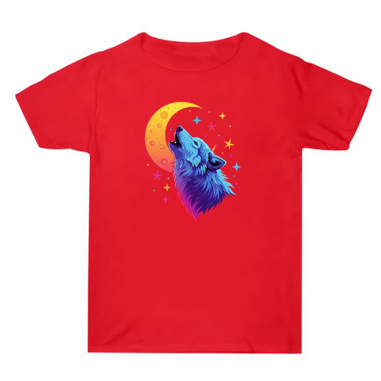 Moon Wolf Printed Summer Baggy Cotton Short Sleeve T-shirt Print On Your Demand, S, M, L, XL, XXL, XXXL