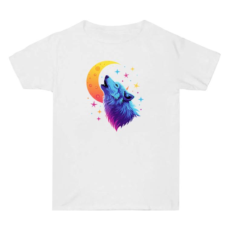 Moon Wolf Printed Summer Baggy Cotton Short Sleeve T-shirt Print On Your Demand, S, M, L, XL, XXL, XXXL