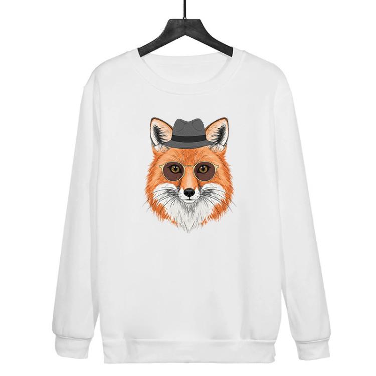 Gentleman Fox Printed Casual Loose Round Neck Sweatshirt Print On Your Demand, XS, S, M, L, XL, XXL, XXXL
