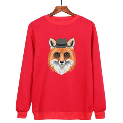 Gentleman Fox Printed Casual Loose Round Neck Sweatshirt Print On Your Demand, XS, S, M, L, XL, XXL, XXXL
