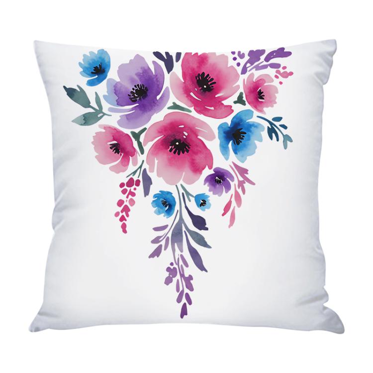 Watercolor Flowers Printed Sofa Pillow Case No Core Print On Your Demand, 35x35cm, 40x40cm, 45x45cm, 50x50cm, 60x60cm