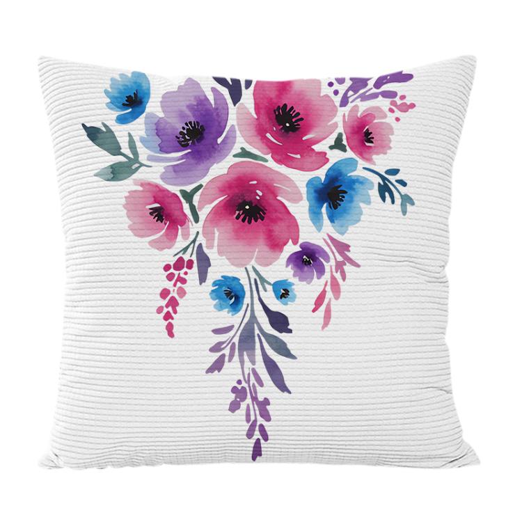 Watercolor Flowers Printed Sofa Pillow Case No Core Print On Your Demand, 35x35cm, 40x40cm, 45x45cm, 50x50cm, 60x60cm