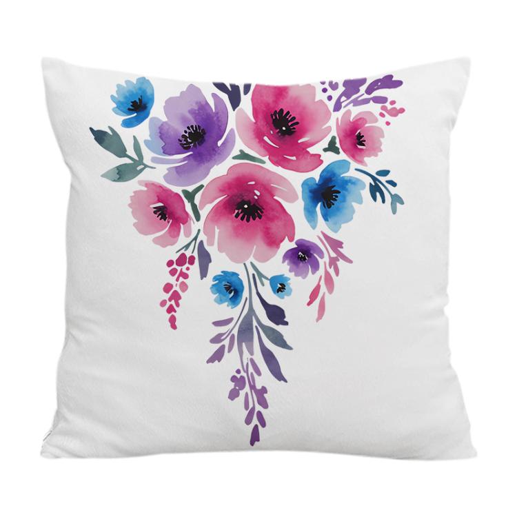 Watercolor Flowers Printed Sofa Pillow Case No Core Print On Your Demand, 35x35cm, 40x40cm, 45x45cm, 50x50cm, 60x60cm