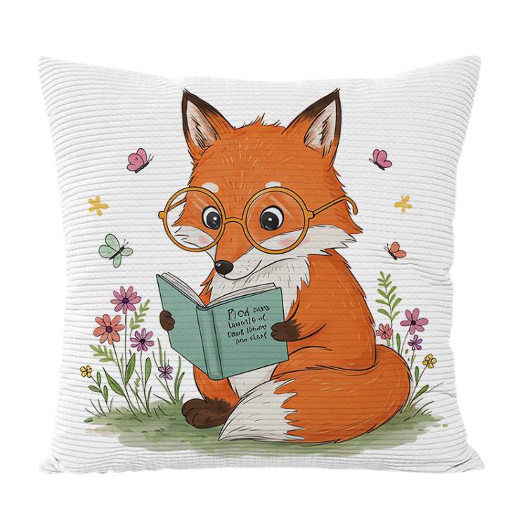 Reading Fox Printed Sofa Pillow Case No Core Print On Your Demand, 35x35cm, 40x40cm, 45x45cm, 50x50cm, 60x60cm