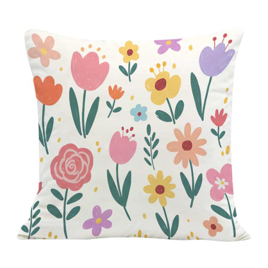 وسادة أريكة مطبوعة برسومات حديقة ملونة، مع إمكانية طباعة التصميم حسب الطلب، متوفرة بأحجام 35×35 سم، 40×40 سم، 45×45 سم، 50×50 سم، 60×60 سم