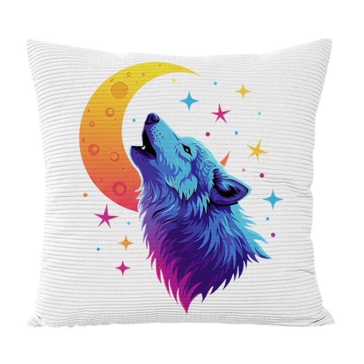 Moon Wolf Printed Sofa Pillow With Core Print On Your Demand, 35x35cm, 40x40cm, 45x45cm, 50x50cm, 60x60cm