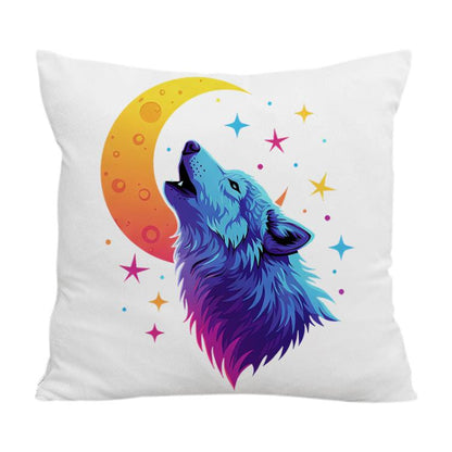 Moon Wolf Printed Sofa Pillow With Core Print On Your Demand, 35x35cm, 40x40cm, 45x45cm, 50x50cm, 60x60cm