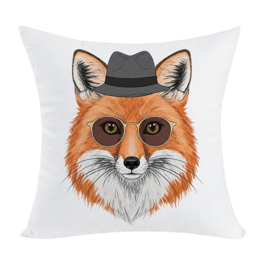 وسادة أريكة مطبوعة بنقشة ثعلب أنيق، مع إمكانية طباعة التصميم حسب الطلب، متوفرة بأحجام 35×35 سم، 40×40 سم، 45×45 سم، 50×50 سم، و60×60 سم.