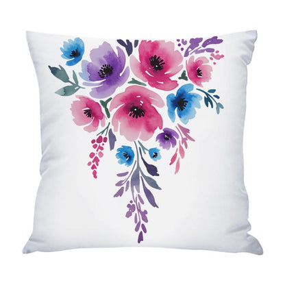 Watercolor Flowers Printed Sofa Pillow With Core Print On Your Demand, 35x35cm, 40x40cm, 45x45cm, 50x50cm, 60x60cm