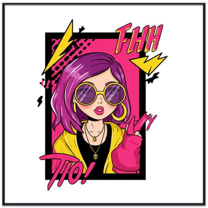 Purple Hair Girl Decorative Painting with PS Frame Print On Your Demand, 15x20cm, 20x20cm, 30x30cm, 40x40cm, 50x50cm, 60x60cm, 70x70cm, 80x80cm, 90x90cm