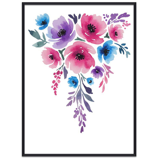 Watercolor Flowers Decorative Painting with PS Frame Print On Your Demand, 15x20cm, 20x20cm, 30x30cm, 40x40cm, 50x50cm, 60x60cm, 70x70cm, 80x80cm, 90x90cm