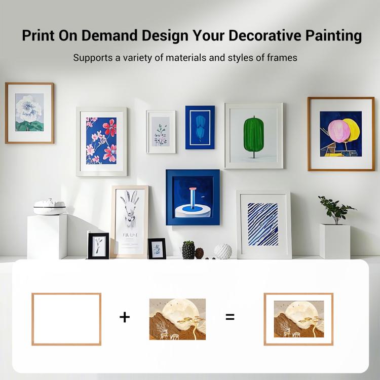 Moon Wolf Decorative Painting with Aluminum Alloy Frame Print On Your Demand, 15x20cm, 20x20cm, 30x30cm, 40x40cm, 50x50cm, 60x60cm, 70x70cm, 80x80cm, 90x90cm
