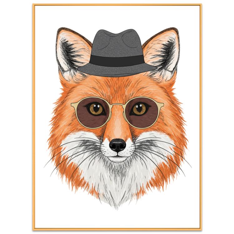 Dekoratives Gemälde „Gentleman Fox“ mit Aluminiumlegierungsrahmen, Druck auf Anfrage, 15x20cm, 20x20cm, 30x30cm, 40x40cm, 50x50cm, 60x60cm, 70x70cm, 80x80cm, 90x90cm