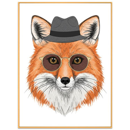 Dekoratives Gemälde „Gentleman Fox“ mit Aluminiumlegierungsrahmen, Druck auf Anfrage, 15x20cm, 20x20cm, 30x30cm, 40x40cm, 50x50cm, 60x60cm, 70x70cm, 80x80cm, 90x90cm