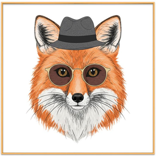 Gentleman Fox Decorative Painting with Aluminum Alloy Frame Print On Your Demand, 15x20cm, 20x20cm, 30x30cm, 40x40cm, 50x50cm, 60x60cm, 70x70cm, 80x80cm, 90x90cm