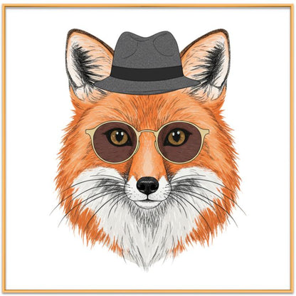 Dekoratives Gemälde „Gentleman Fox“ mit Aluminiumlegierungsrahmen, Druck auf Anfrage, 15x20cm, 20x20cm, 30x30cm, 40x40cm, 50x50cm, 60x60cm, 70x70cm, 80x80cm, 90x90cm