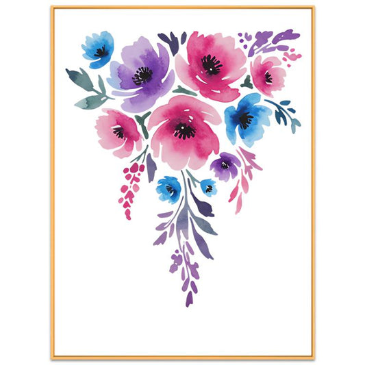 Watercolor Flowers Decorative Painting with Aluminum Alloy Frame Print On Your Demand, 15x20cm, 20x20cm, 30x30cm, 40x40cm, 50x50cm, 60x60cm, 70x70cm, 80x80cm, 90x90cm