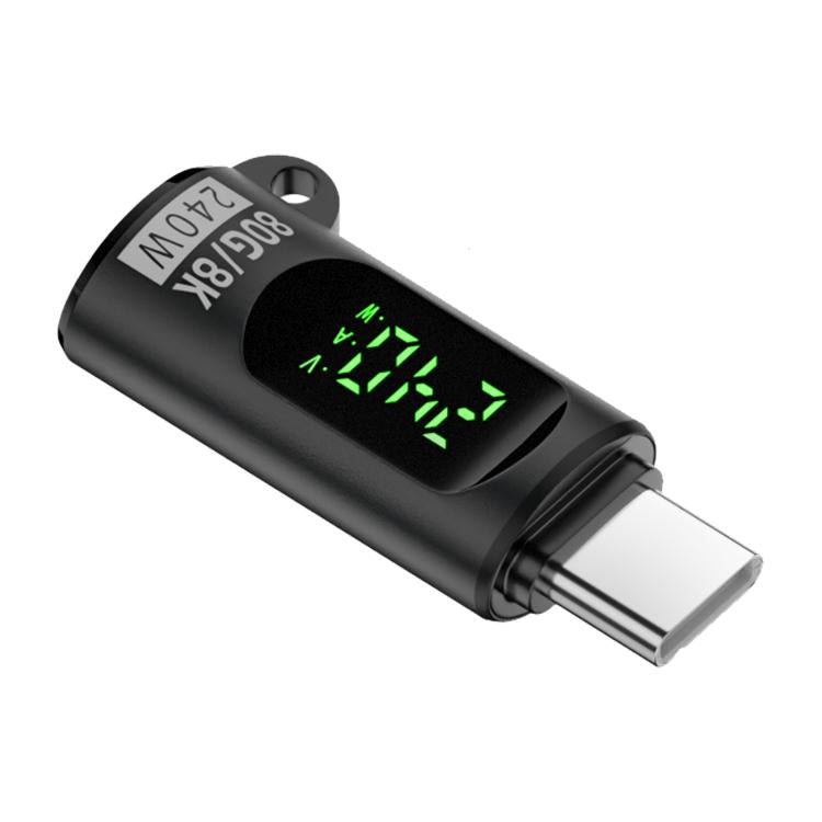 Type-C Male to Type-C Female 240W 80Gbps Adapter with Digital Display