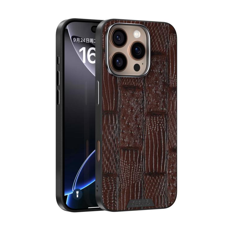 ABEEL Beast Pattern 6D Micro-Embossed MagSafe Genuine Leather Phone Case