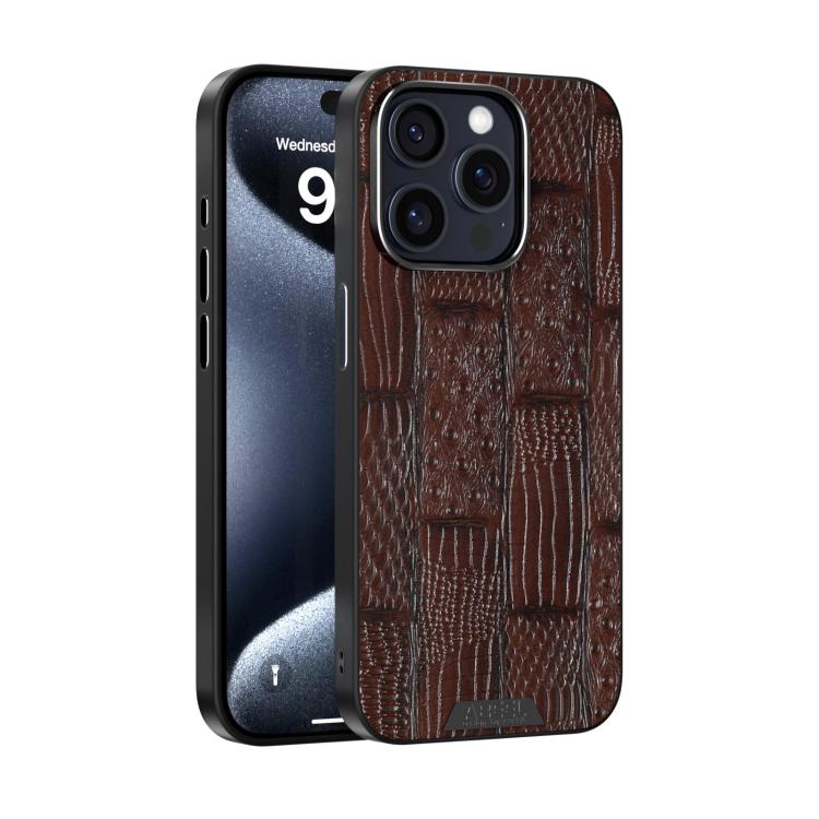 ABEEL Beast Pattern 6D Micro-Embossed MagSafe Genuine Leather Phone Case