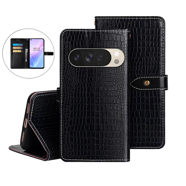 idewei Crocodile Texture Leather Phone Case, For Google Pixel 10 Pro XL, For Google Pixel 10 Pro, For Google Pixel 10, For Google Pixel 9a