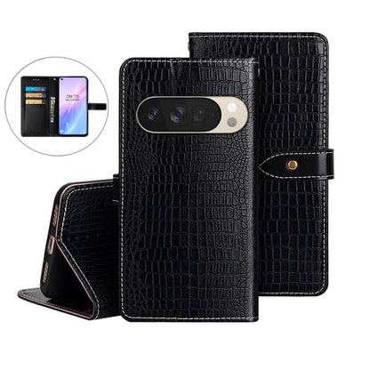 idewei Crocodile Texture Leather Phone Case, For Google Pixel 10 Pro XL, For Google Pixel 10 Pro, For Google Pixel 10, For Google Pixel 9a