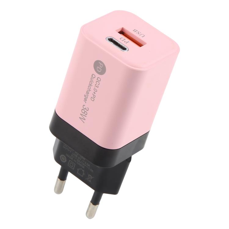 KO-72 38W QC3.0 USB and USB-C / Type-C PD Quick Charger, EU Plug, EU Plug
