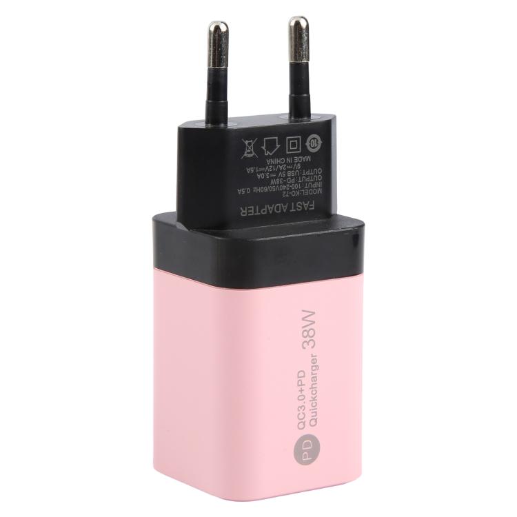 KO-72 38W QC3.0 USB and USB-C / Type-C PD Quick Charger, EU Plug, EU Plug