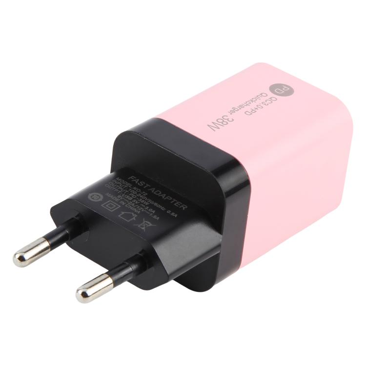 KO-72 38W QC3.0 USB and USB-C / Type-C PD Quick Charger, EU Plug, EU Plug
