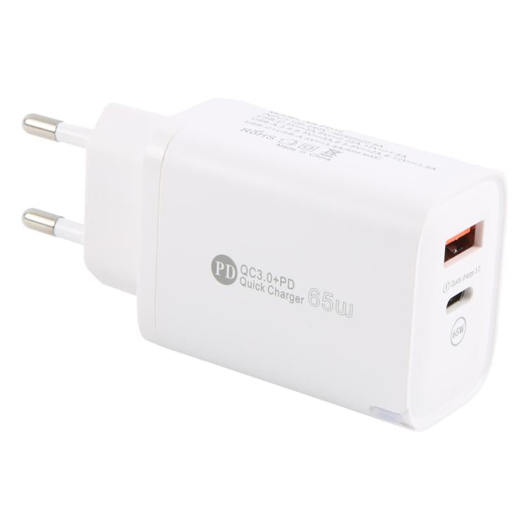 AR-PD12 65W QC3.0 USB and USB-C / Type-C PD Quick Charger, EU Plug, EU Plug