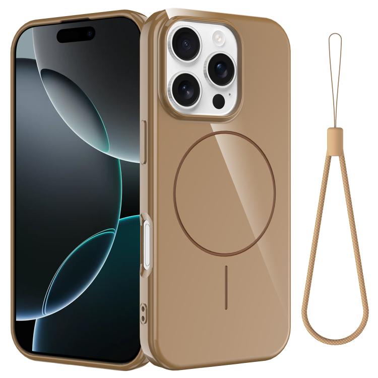 Glossy TPU Shockproof MagSafe Phone Case with Lanyard