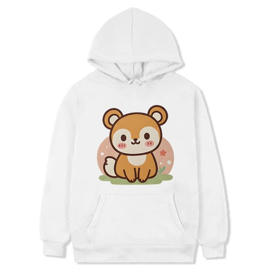 سويت شيرت بغطاء رأس من الصوف مطبوع عليه صورة سنجاب، متوفر بمقاسات XS، S، M، L، XL، XXL، XXXL