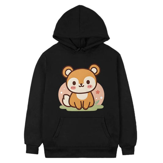 سويت شيرت بغطاء رأس من الصوف مطبوع عليه صورة سنجاب، متوفر بمقاسات XS، S، M، L، XL، XXL، XXXL