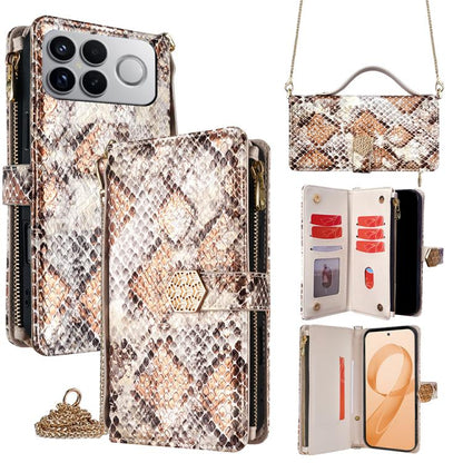 Crossbody Handle Snake Texture Leather Phone Case, For Redmi A7 Pro 171mm / Poco C85x 5G, For Redmi Turbo 5 Max 5G / Poco X8 Pro Max 5G, For Redmi Turbo 5 5G / Poco X8 Pro 5G, For Redmi K90 Pro Max 5G / Poco F8 Ultra                                    ...