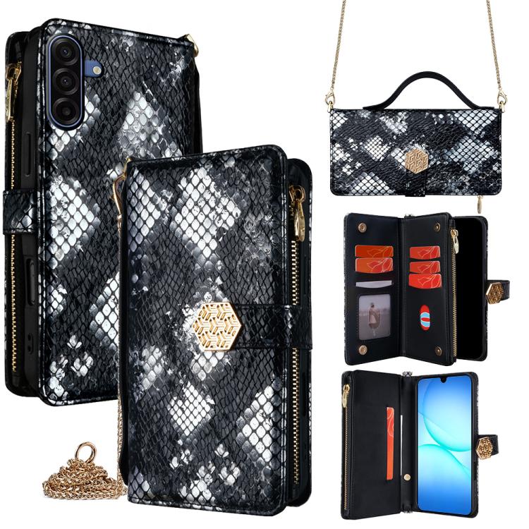 Crossbody Handle Snake Texture Leather Phone Case