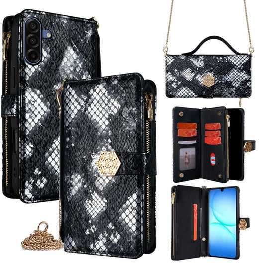 Crossbody Handle Snake Texture Leather Phone Case