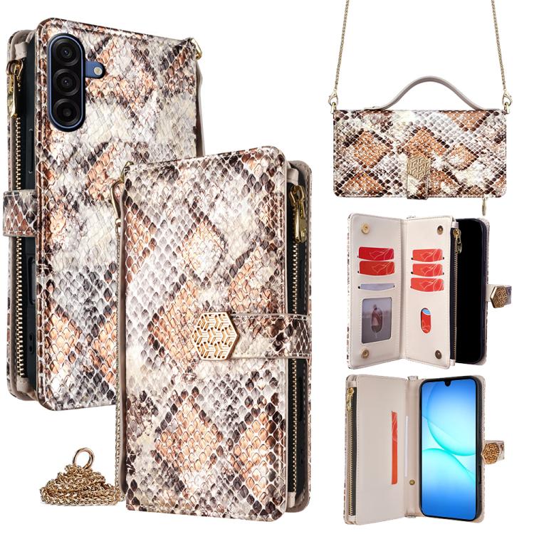 Crossbody Handle Snake Texture Leather Phone Case