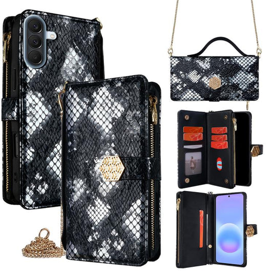 Handytasche aus Leder mit Schlangenstruktur und Umhängegurt, für Samsung Galaxy A17 5G, für Samsung Galaxy A06